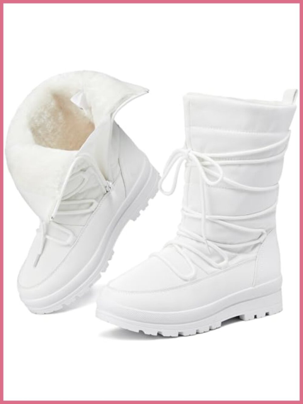 Waterproof Ski Boots Fur Lined Mid Calf Winter Snow Boots